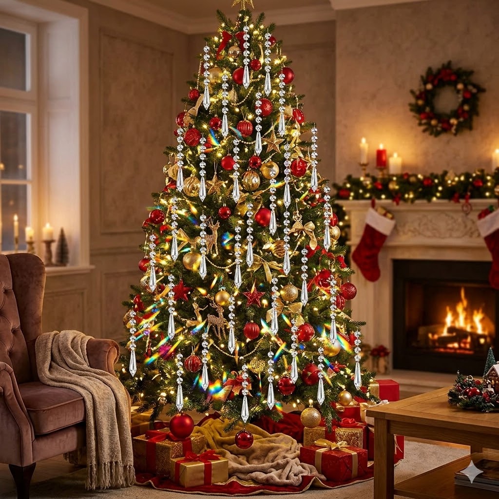 HOHIYA 30 Pack Acrylic Hanging Crystals for Centerpieces Light Reflecting Prisms for Wedding Decorations Christmas Tree Ornaments and Chandelier Pendants DIY Garland for Home Decor